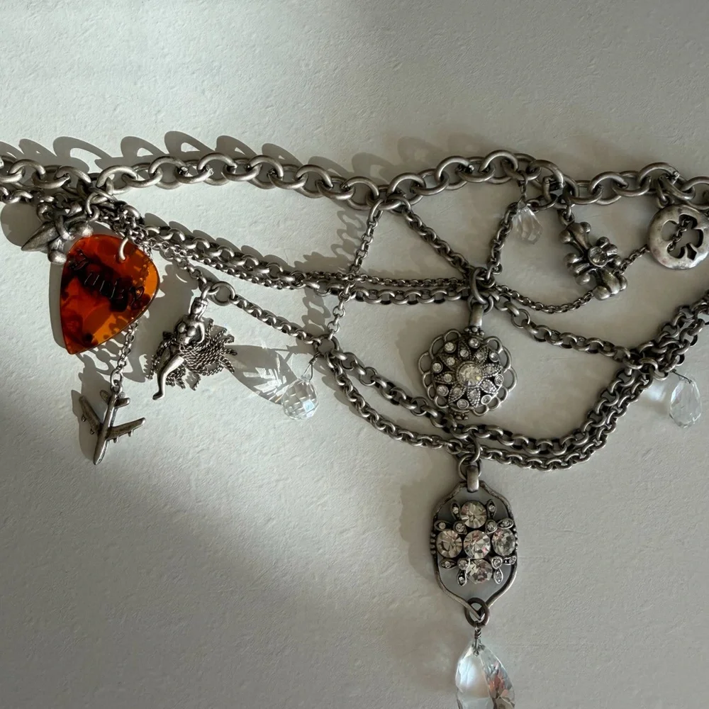 Lucky Brand Silver Rock N Roll Charm Necklace - Picture 6 of 7
